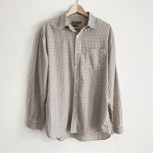 Retreat Plaid Button-Up Shirt, 100% Cotton – Size Large